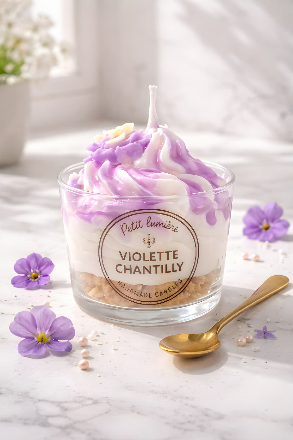 Vela Postre Violeta Chantilly